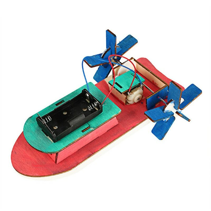 Science Electric Motor Boat Wooden Kit Physics Experiment Educational Kids Toy