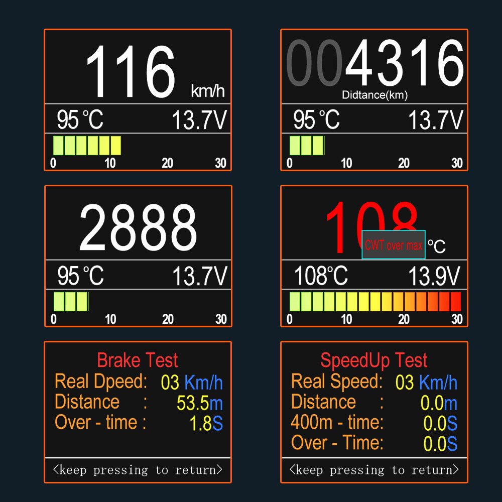 ANCEL A202 Car Computer Display Speed Fuel Consumption Temperature Gauge Battery