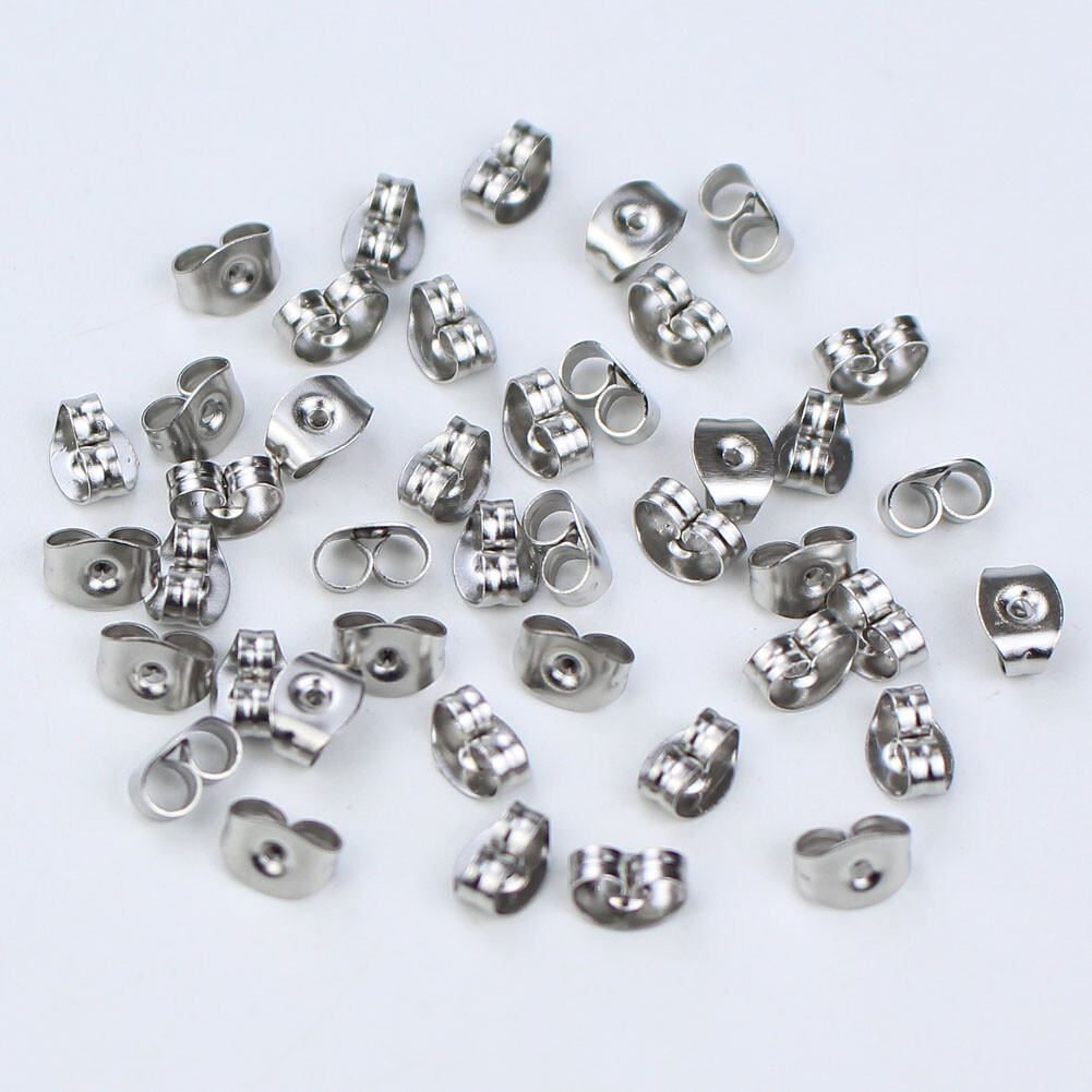 200pcs Stainless Steel Butterfly Earring Backs Clutch Ear Nuts Jewelry Findings
