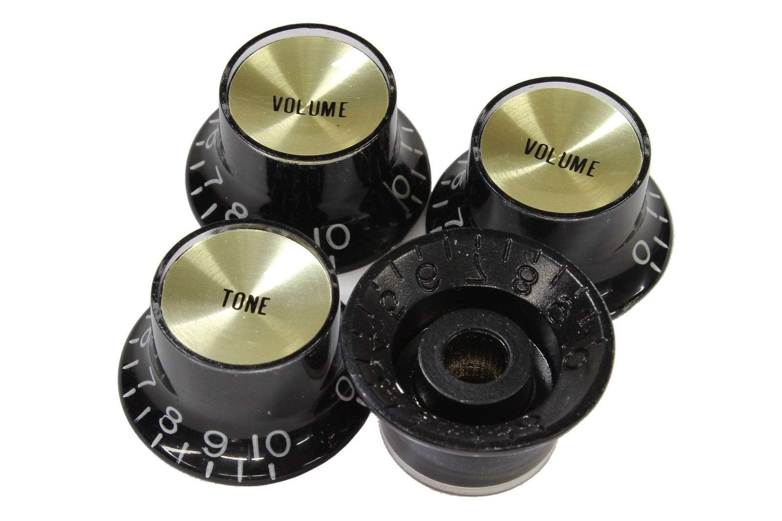 Bell Hat Knobs Black Gold Reflector for Gibson USA 4pk