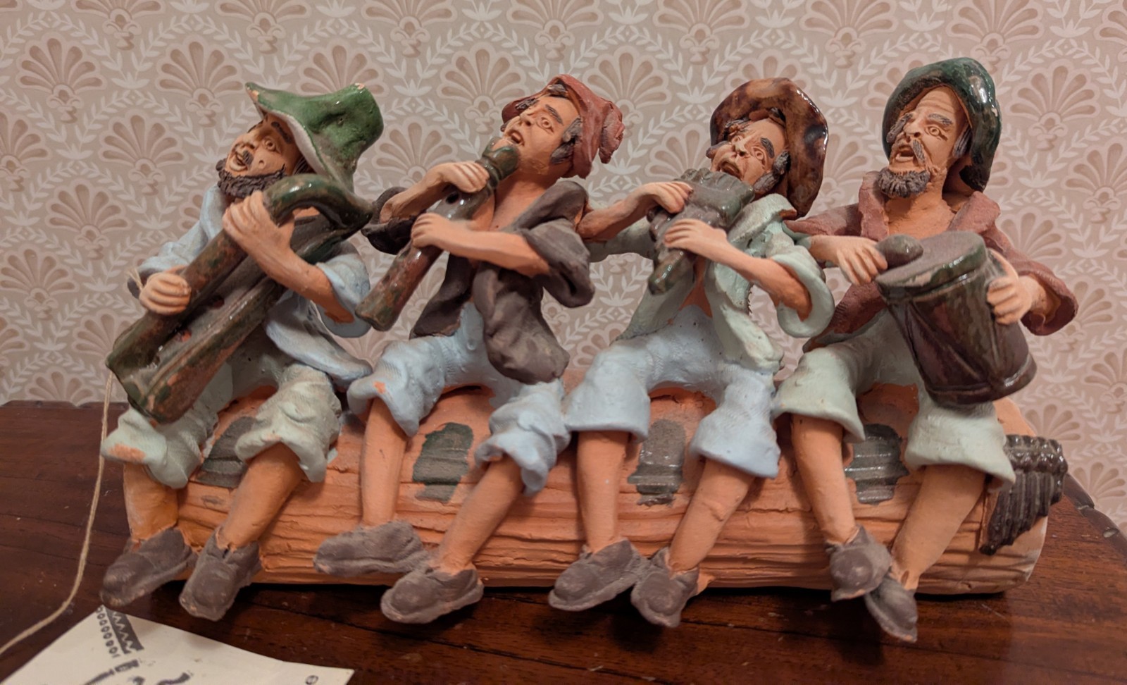 Peruvian Folk Art Clay Pottery Sculpture of Musicians Playing Instruments NWT