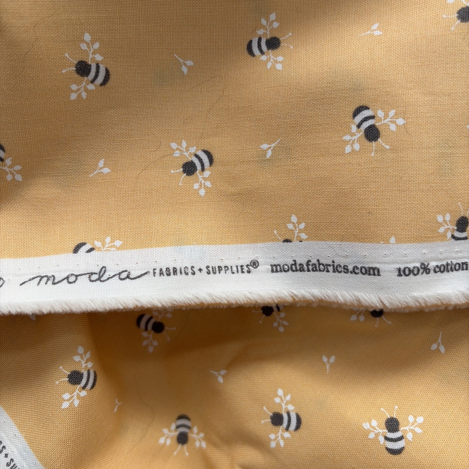 COREY YODER SPRINGBROOK MODA FABRIC #29112 YELLOW/BEES NO MATTER HOW LONG THE...