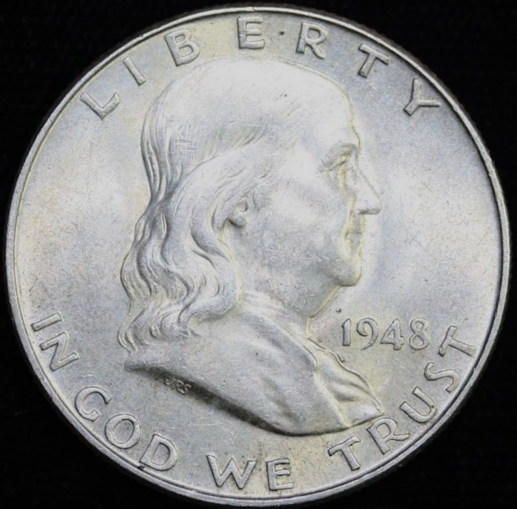 1948-D FRANKLIN SILVER HALF DOLLAR FULL BELL LINES - UNC
