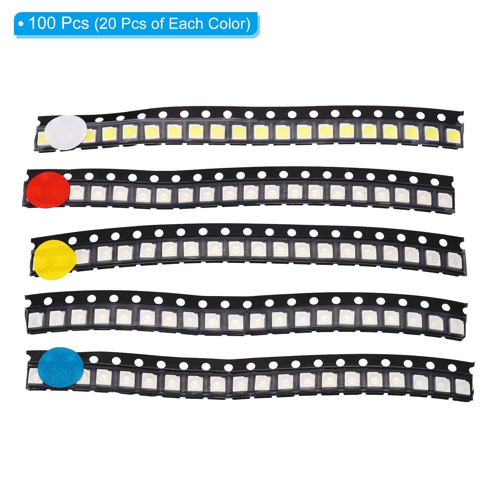 100Pcs 2835 Surface Mount Diode, 1.8-3V Light Emitting Diodes Chips 5 Colors