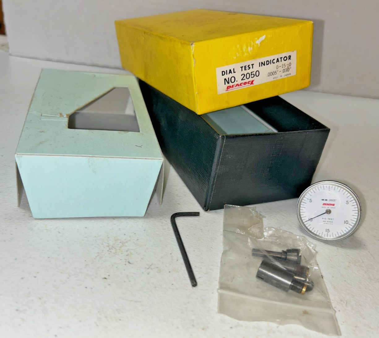 Vintage Peacock No. 2050 Dial Test Indicator Precision Measuring tool w / Box
