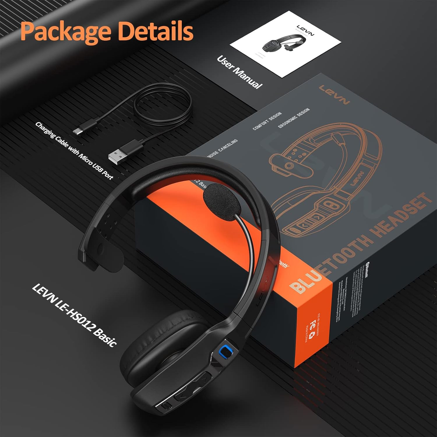 Bluetooth Headset with Microphone, Trucker Bluetooth Headset with AI Noise