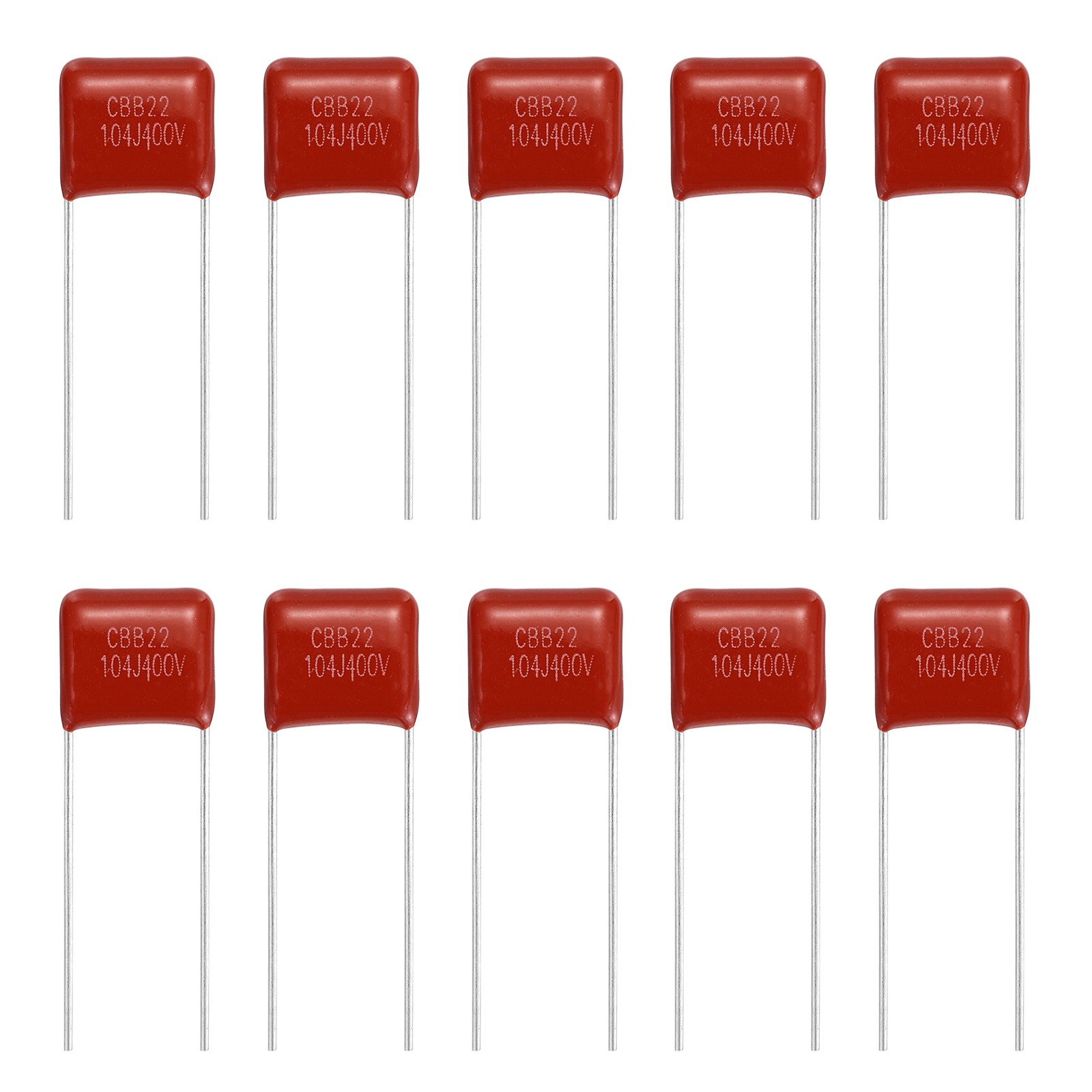 20Pcs CBB22 400V 104J 0.1UF Metallized Polypropylene Film Capacitors, Red