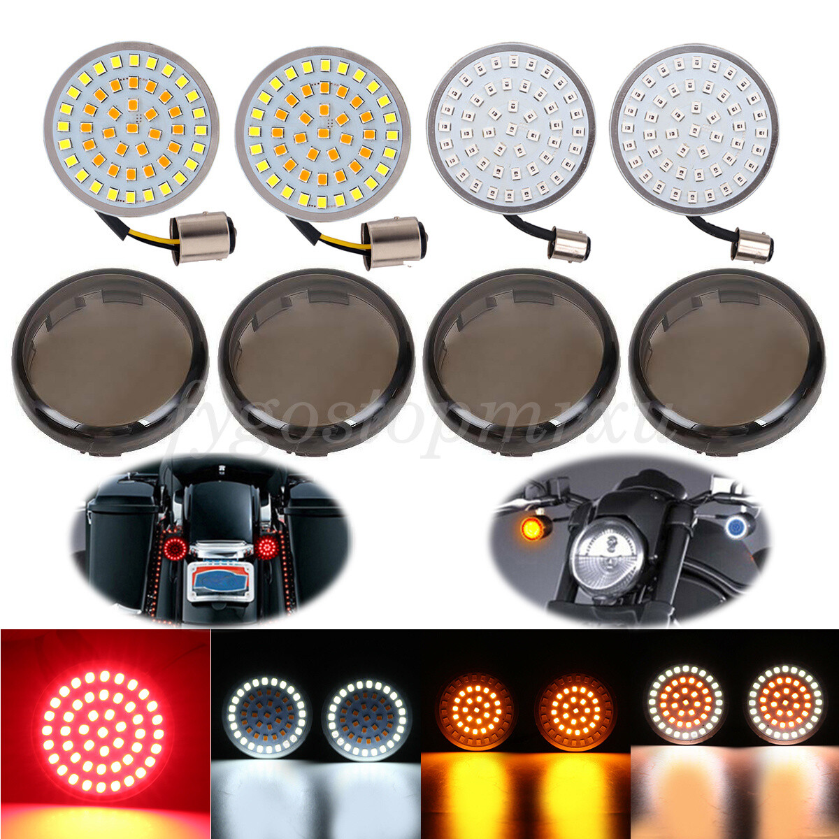 1157 LED Turn Signal Lights Smoke Lens For Harley Touring Sportster Softail Dyna