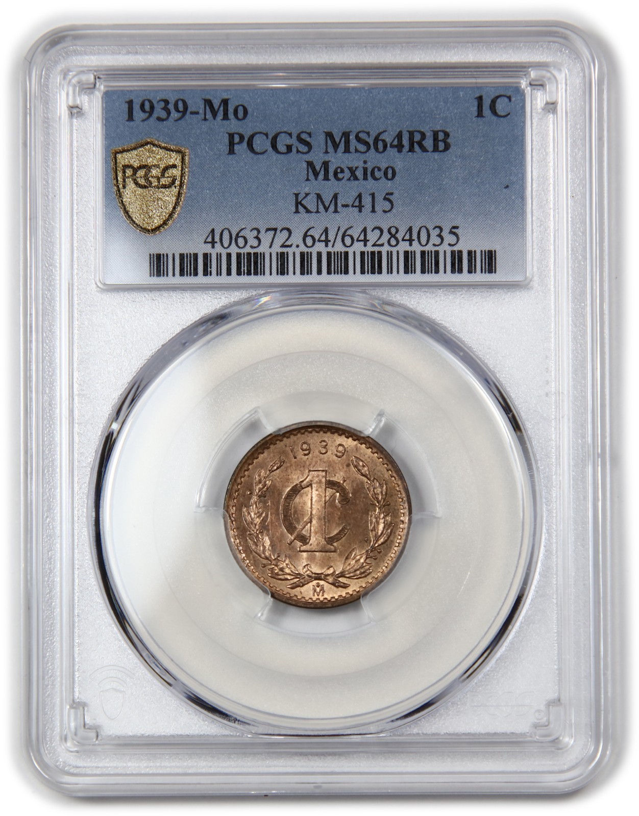 1939 Mo PCGS MS64 RB Red Brown - Mexico 1 One Centavo 1c KM-415 Coin #62349A