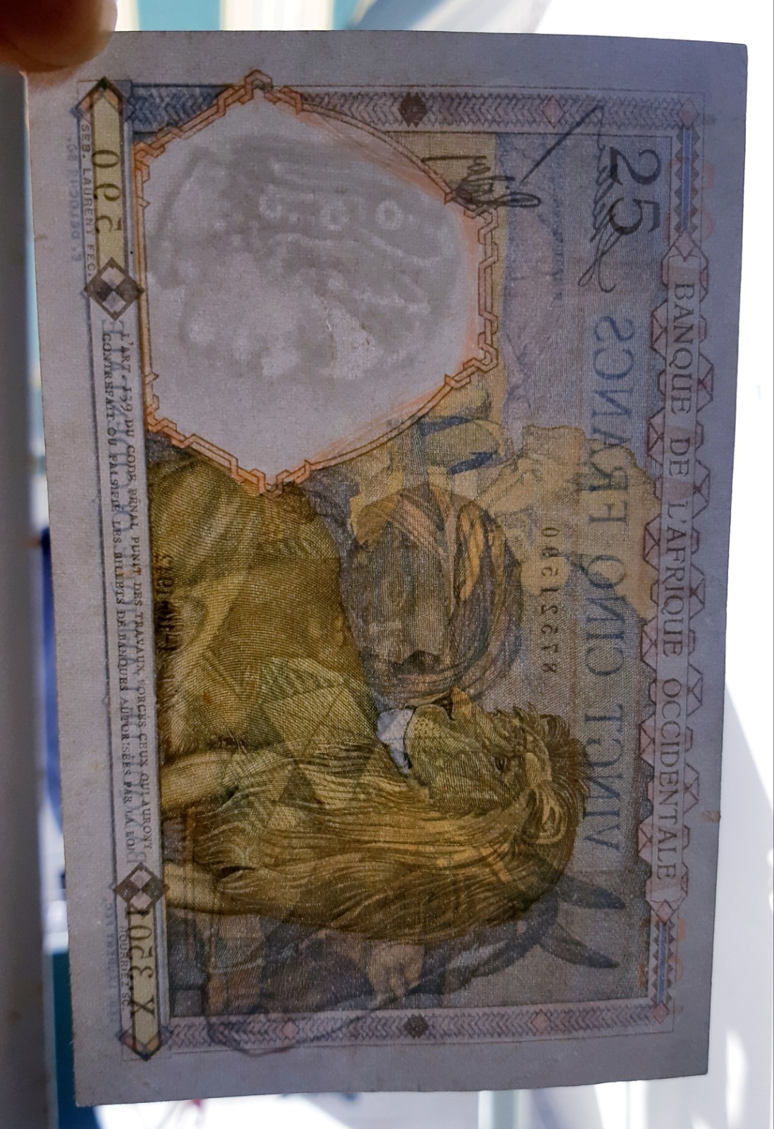 Banknote 25 francs West Africa, Decree 01/10/1942. SPL.