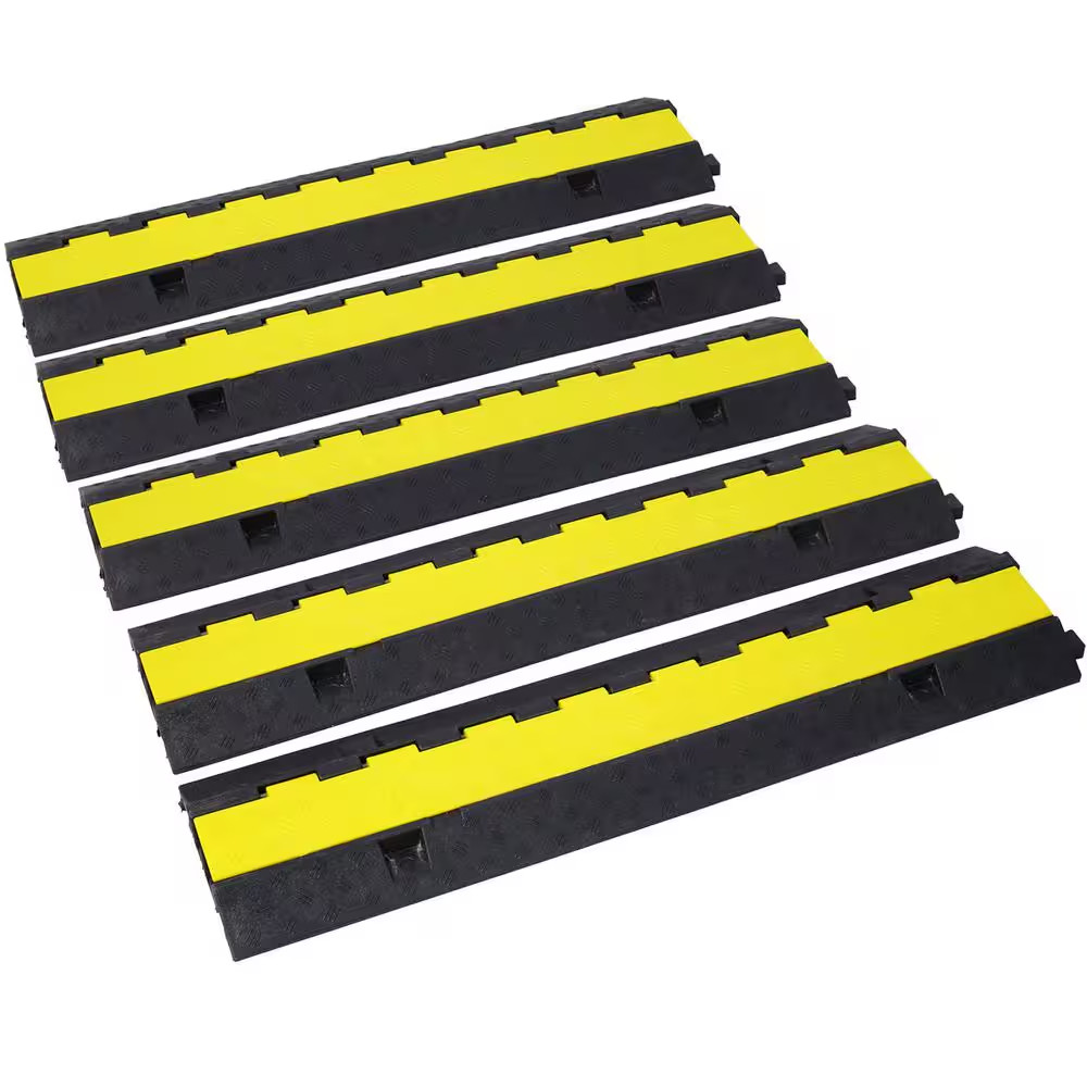 11000 Lbs. Load Capacity 2 Channels Rubber Modular Speed Bump Cable Protector Ra