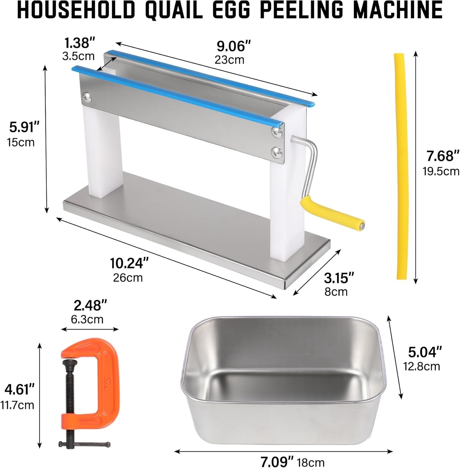 Manual Quail Egg Peeler Machine Kit - 304 Stainless Steel Sheller with 2 Collect