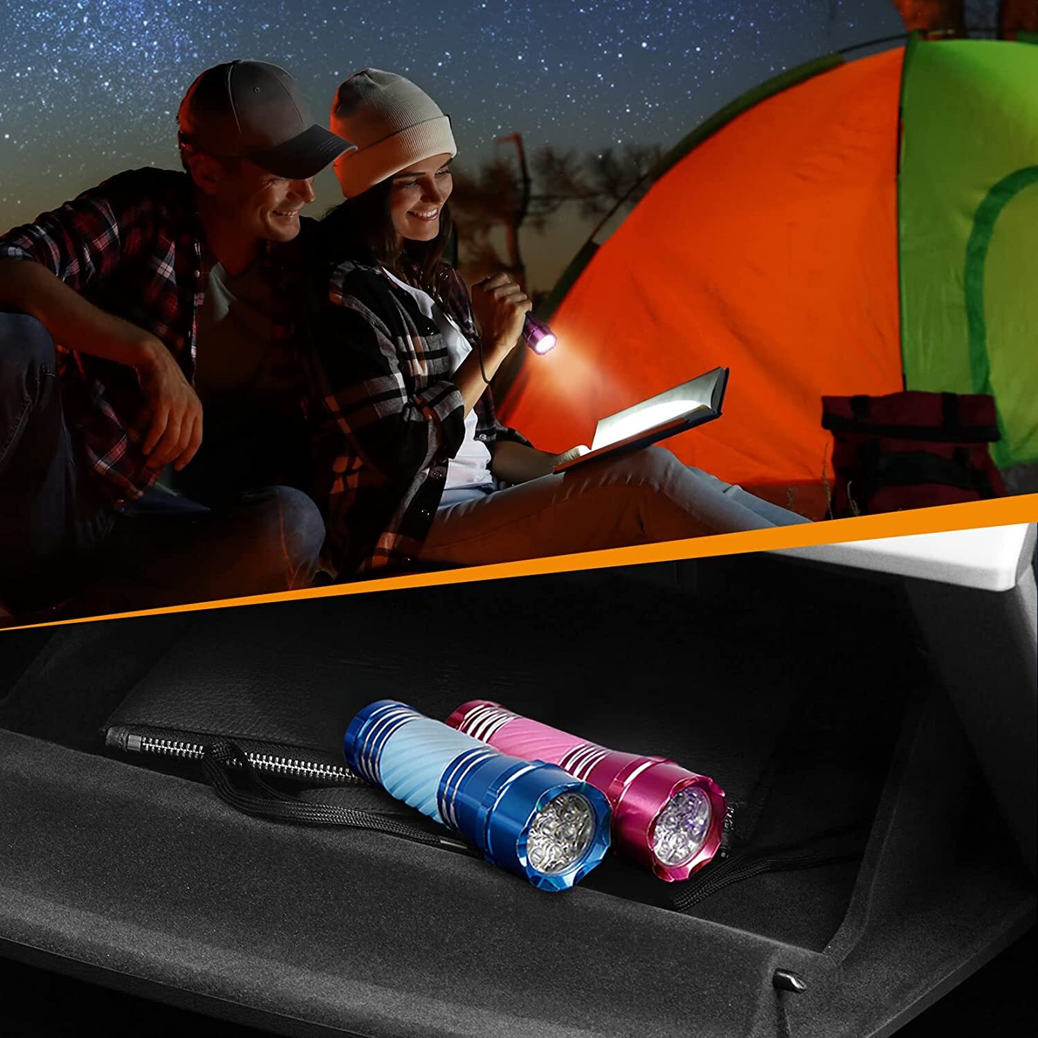 EverBrite 2 Mini Camp Lantern 2 Mini Flashlights with 7 Pcs portable Stickers