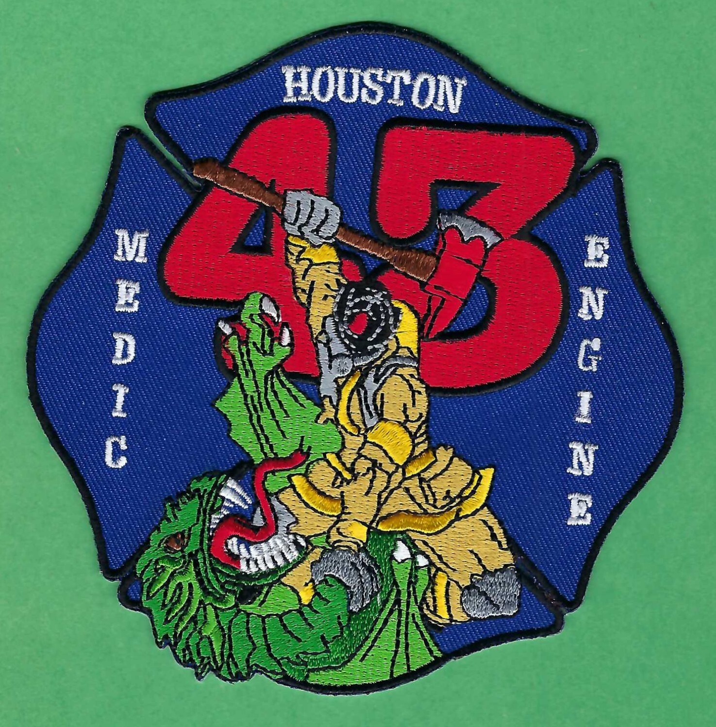 HOUSTON TEXAS FIRE STATION 43 COMPANY PATCH DRAGON SLAYER