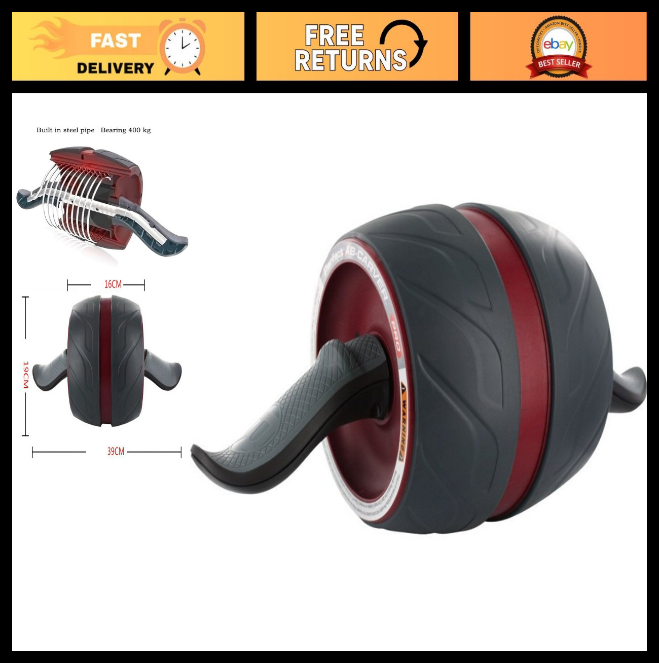Ab Carver Roller Wheel with Spring Resistance - Core Workout Equipment for Home