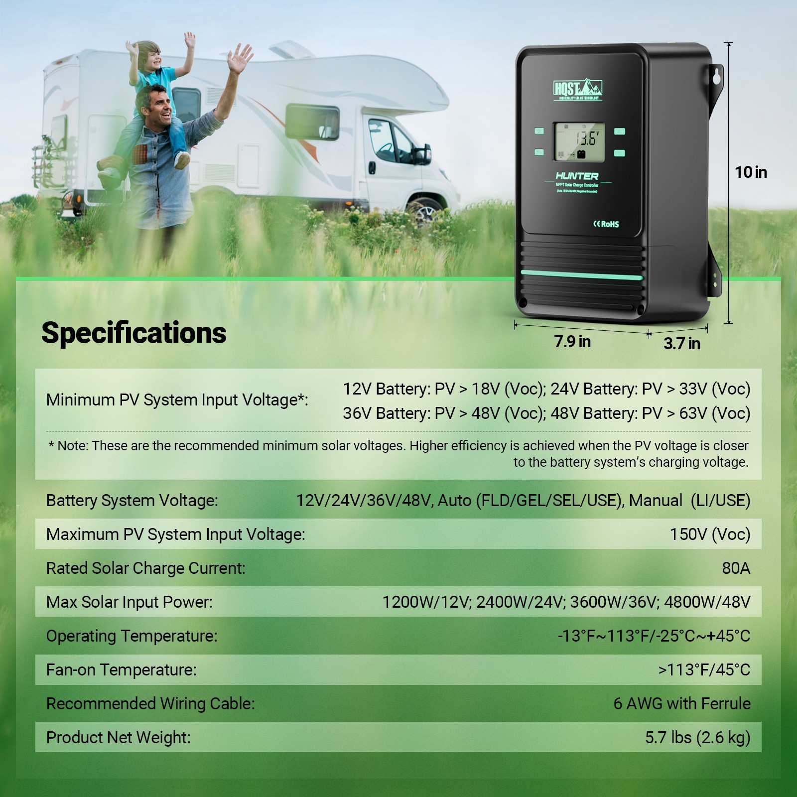 HQST 80A MPPT Solar Charge Controller with Smart APP Control