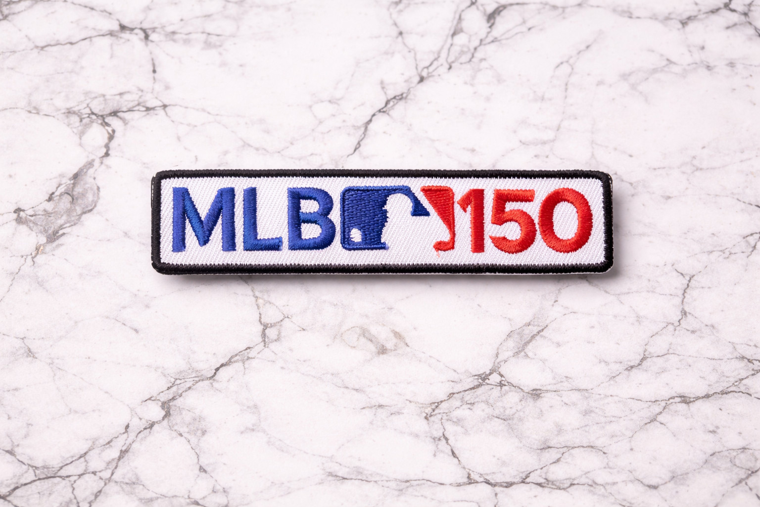 MAJOR LEAGUE BASEBALL 150 YR LOGO MLB EMBROIDERED IRON ON PATCH 4"X1" FREE SHIP