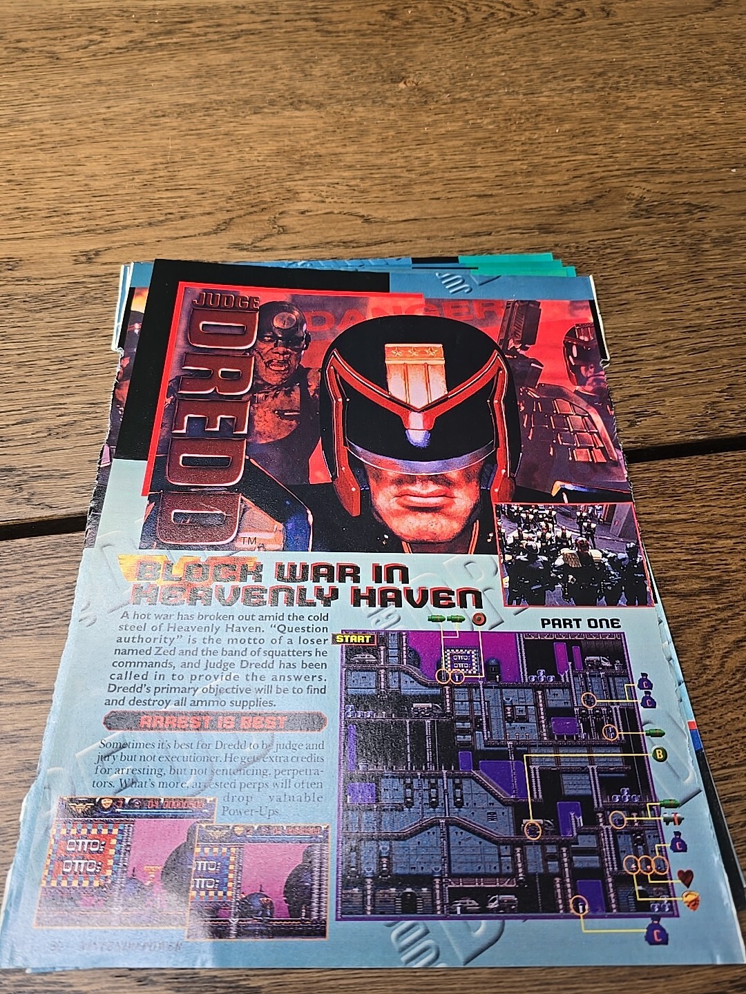 Judge Dredd Nintendo Power Magazine Guide Pullout Cheat Sheets Cut Outs Vintage