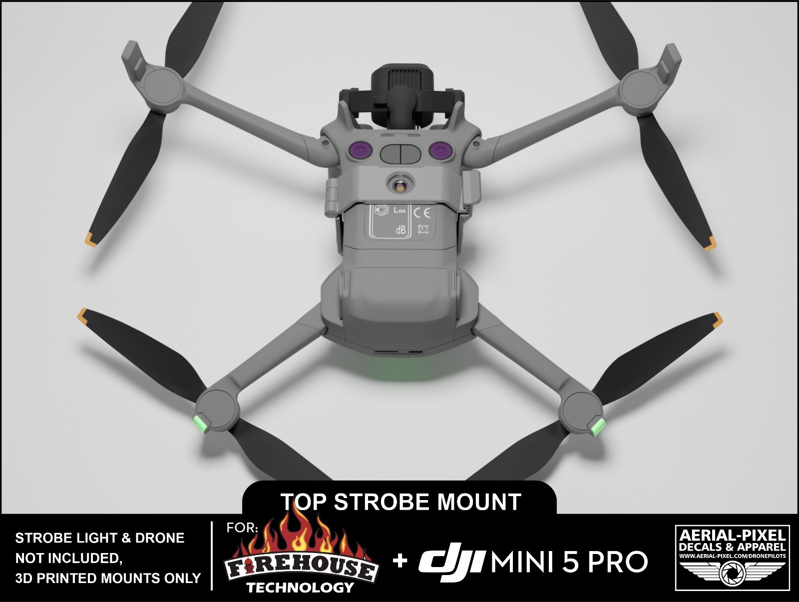 DJI Mini 5 Pro Top Strobe Light Mount for Firehouse Technology ARC V and Micro