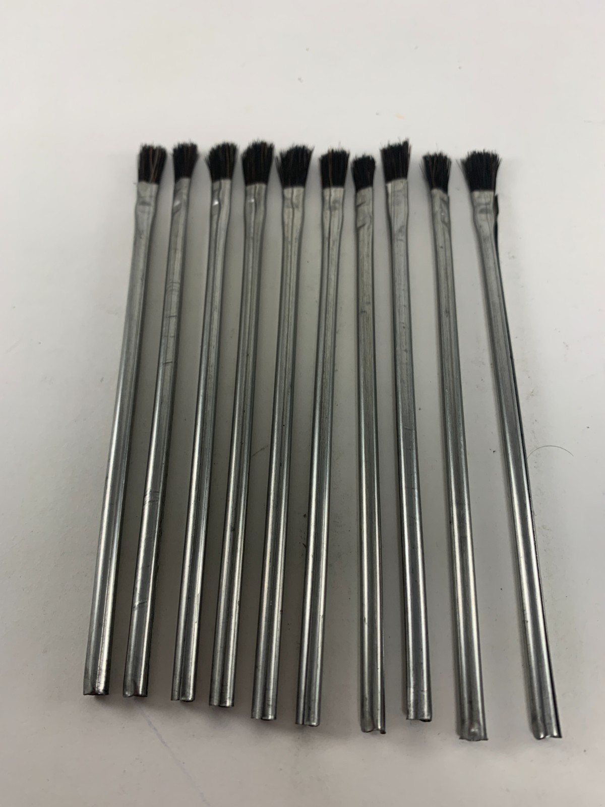 10 piece 6" Metal Craft Hobby Glue Acid Brush Set Small Bristle Parts Cleaning