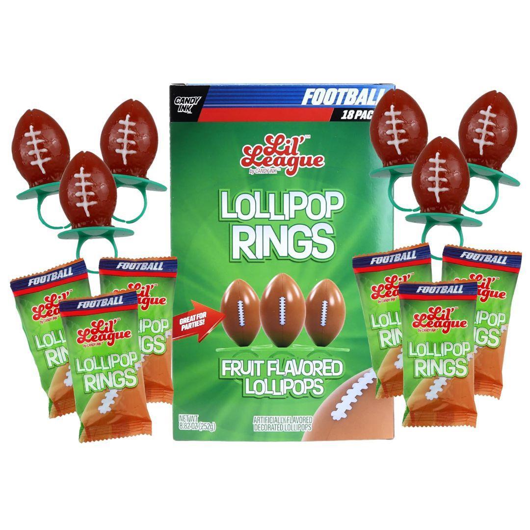 Sports Award Ceremony Party Favors Football Lolipop Rings for Kids 18 Count