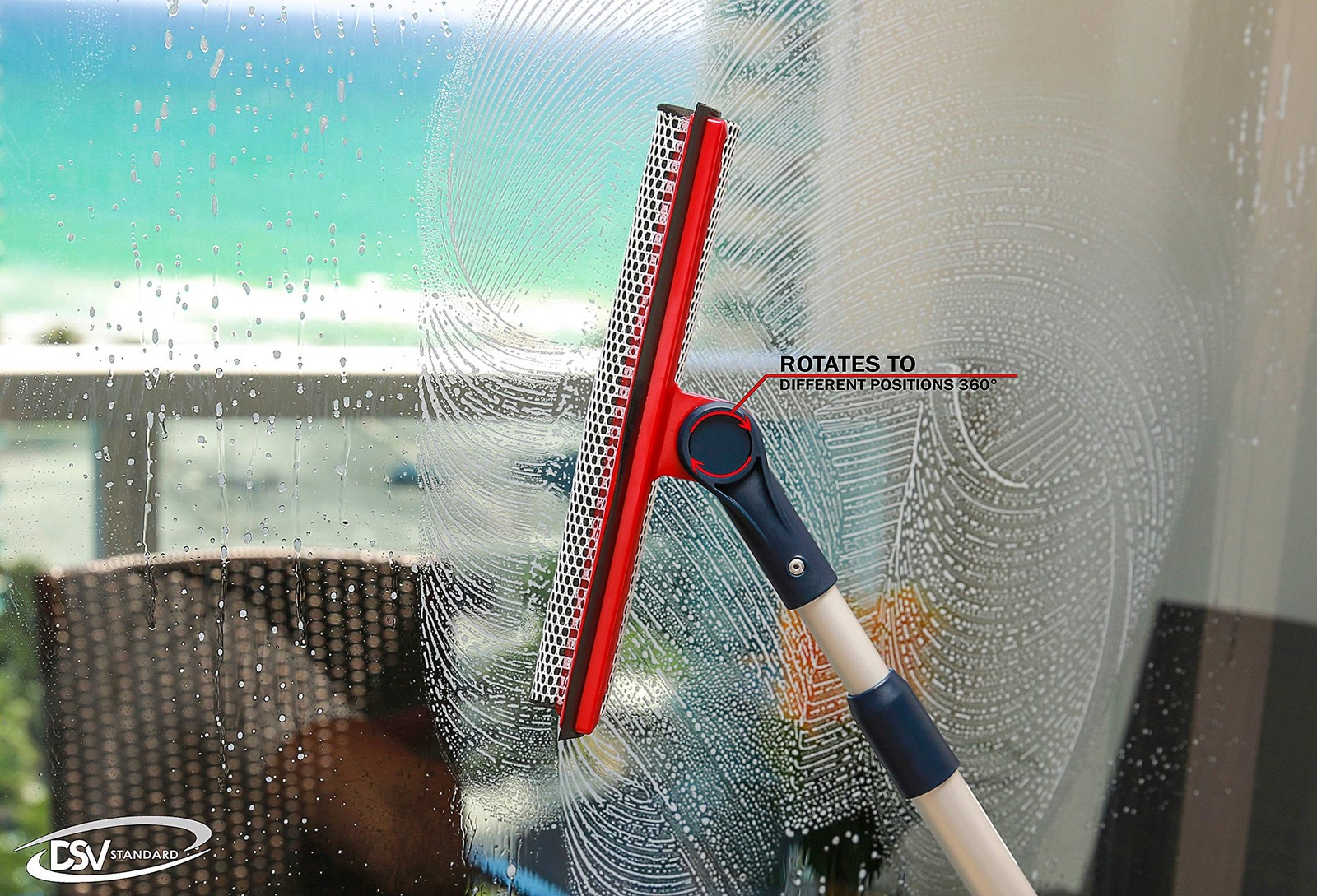 DSV Standard Professional Window Squeegee | 2-in-1 Window Cleaner Sponge and ...