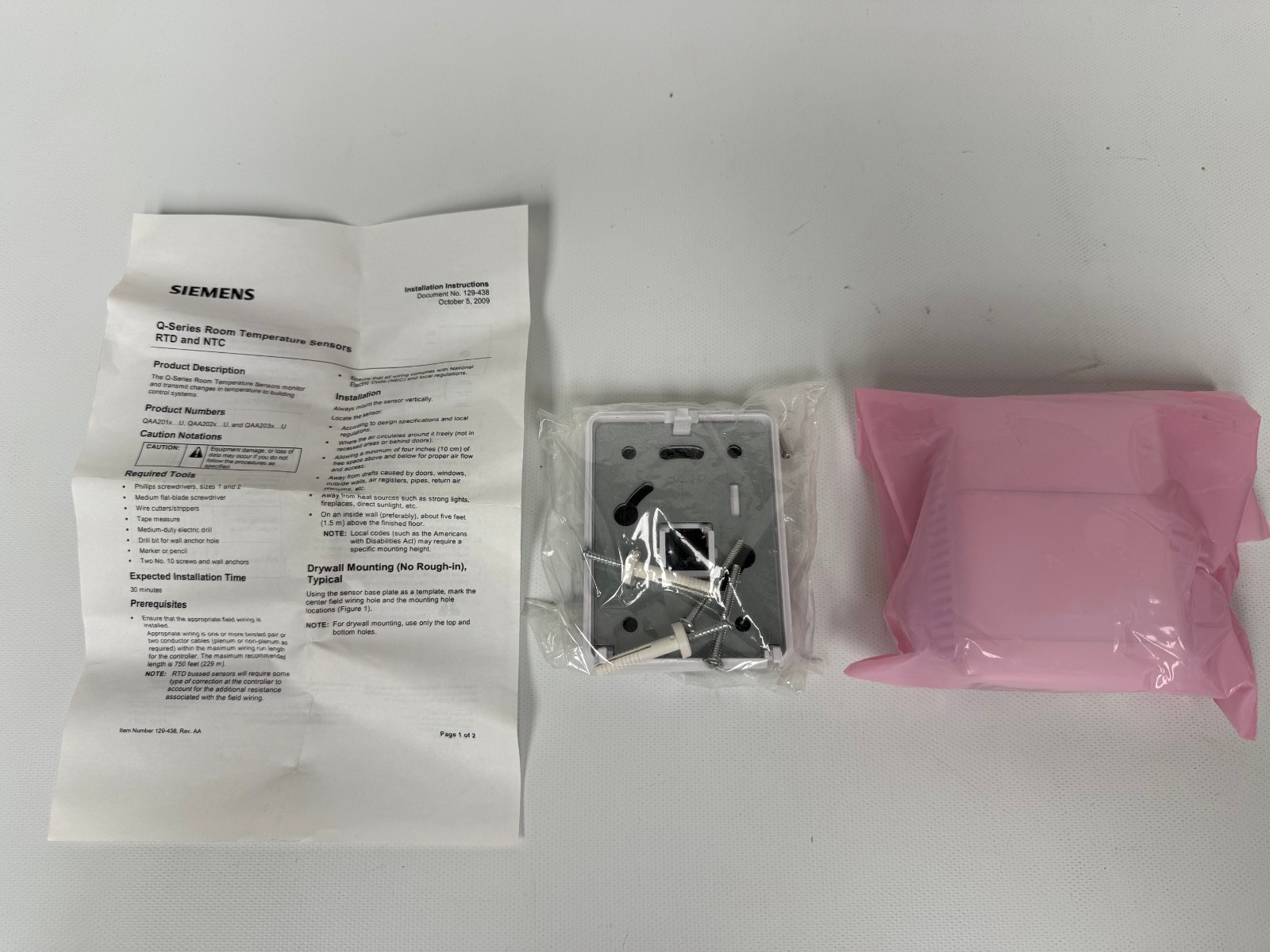 SIEMENS QAA2030.WNU RTS WHITE NTC 10K OHM TYPE 2 SENSING ONLY  NEW OPEN BOX