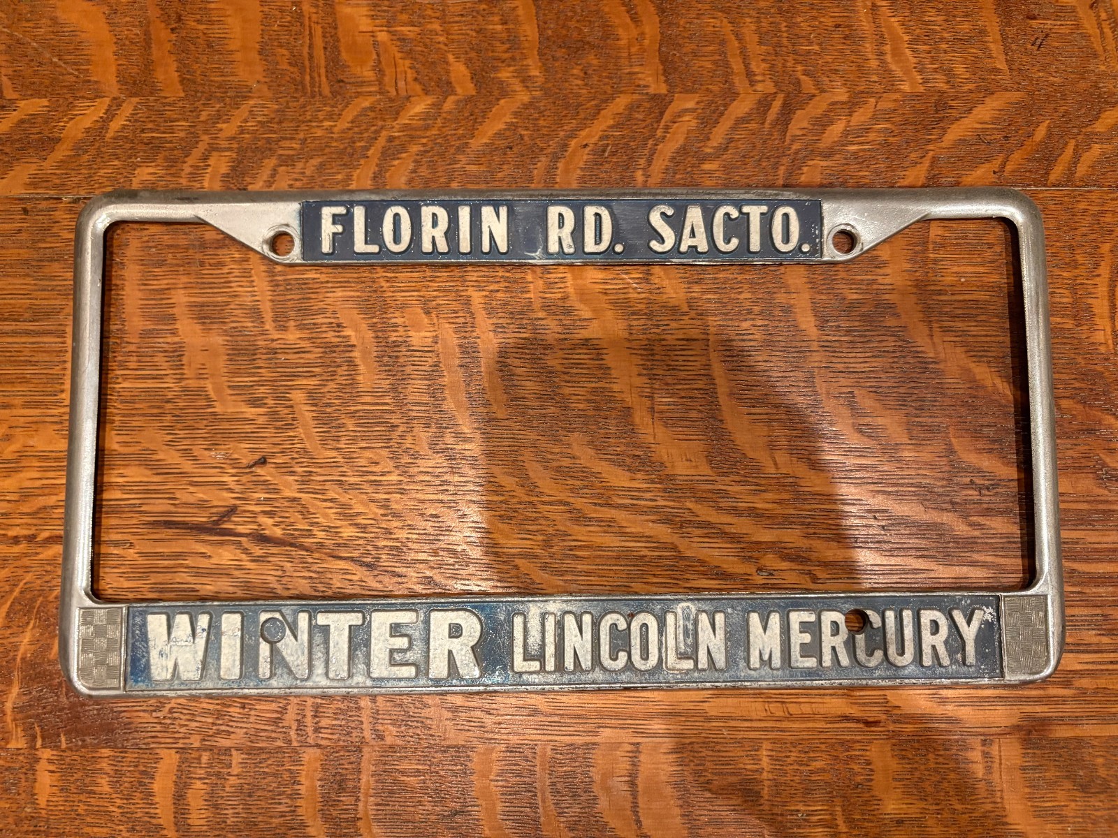 Florin Rd Sacramento Winter Lincoln Mercury Metal Dealership License Plate Frame