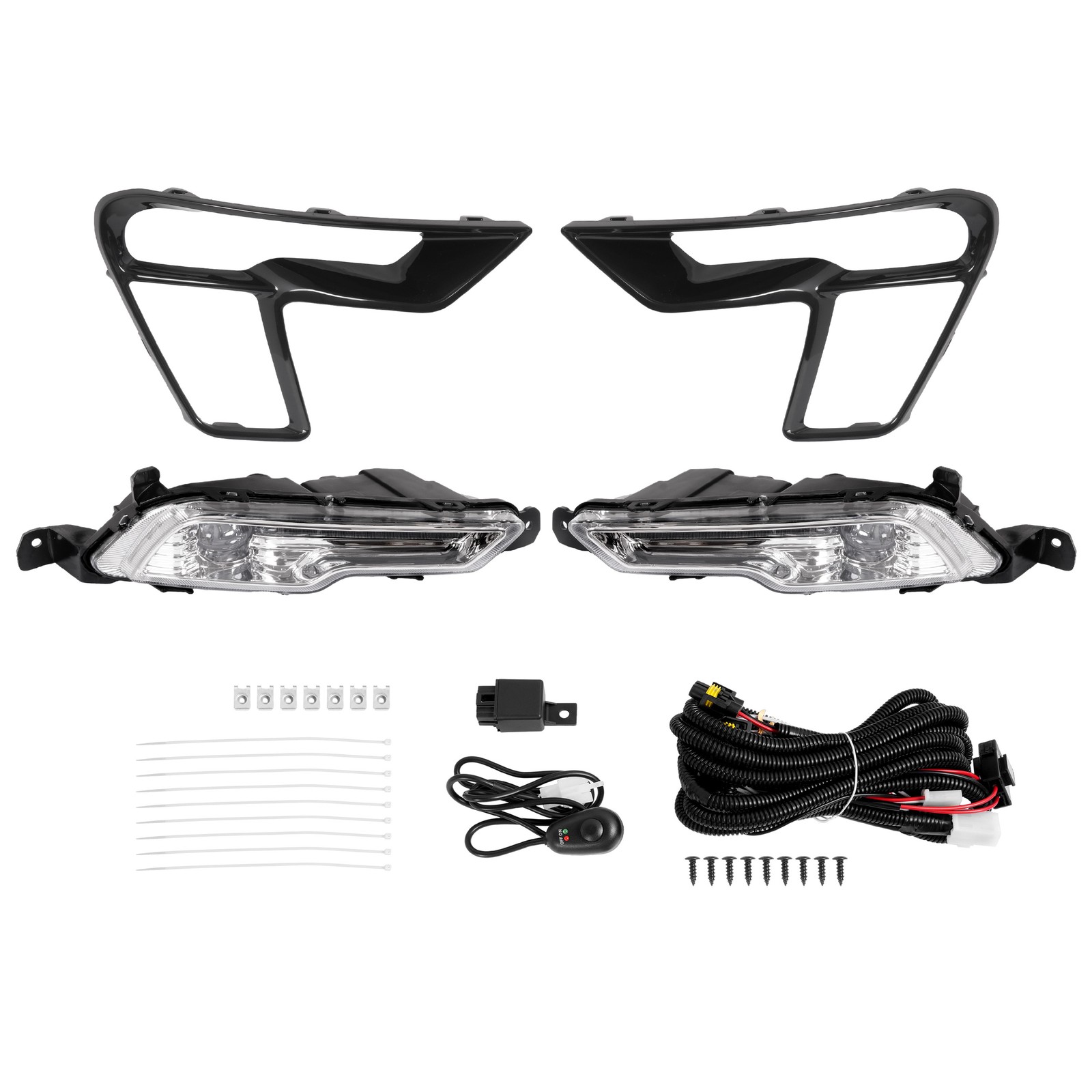 For Ford Explorer 2018 2019 Pair LED Fog Light Driving Lamps w/Switch Bezel Wire