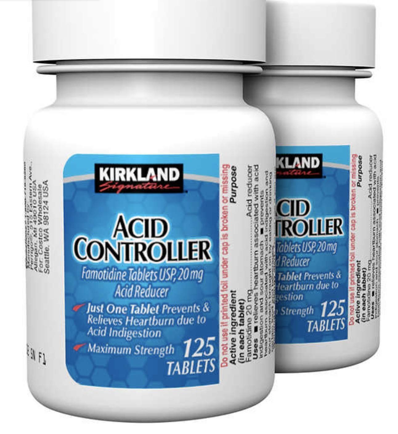 Kirkland Signature Acid Controller 20mg, 250 Count 125 (Pack of 1)