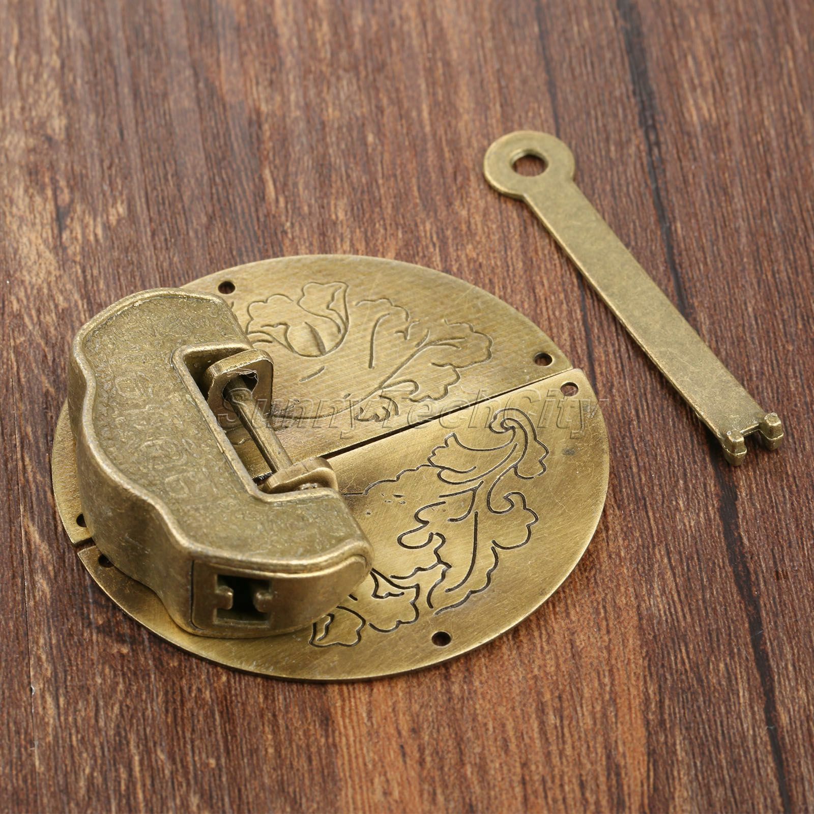 Vintage Cabinet Latches Padlock Box Closet Drawer Lock Clasp Hasp Set Hardware