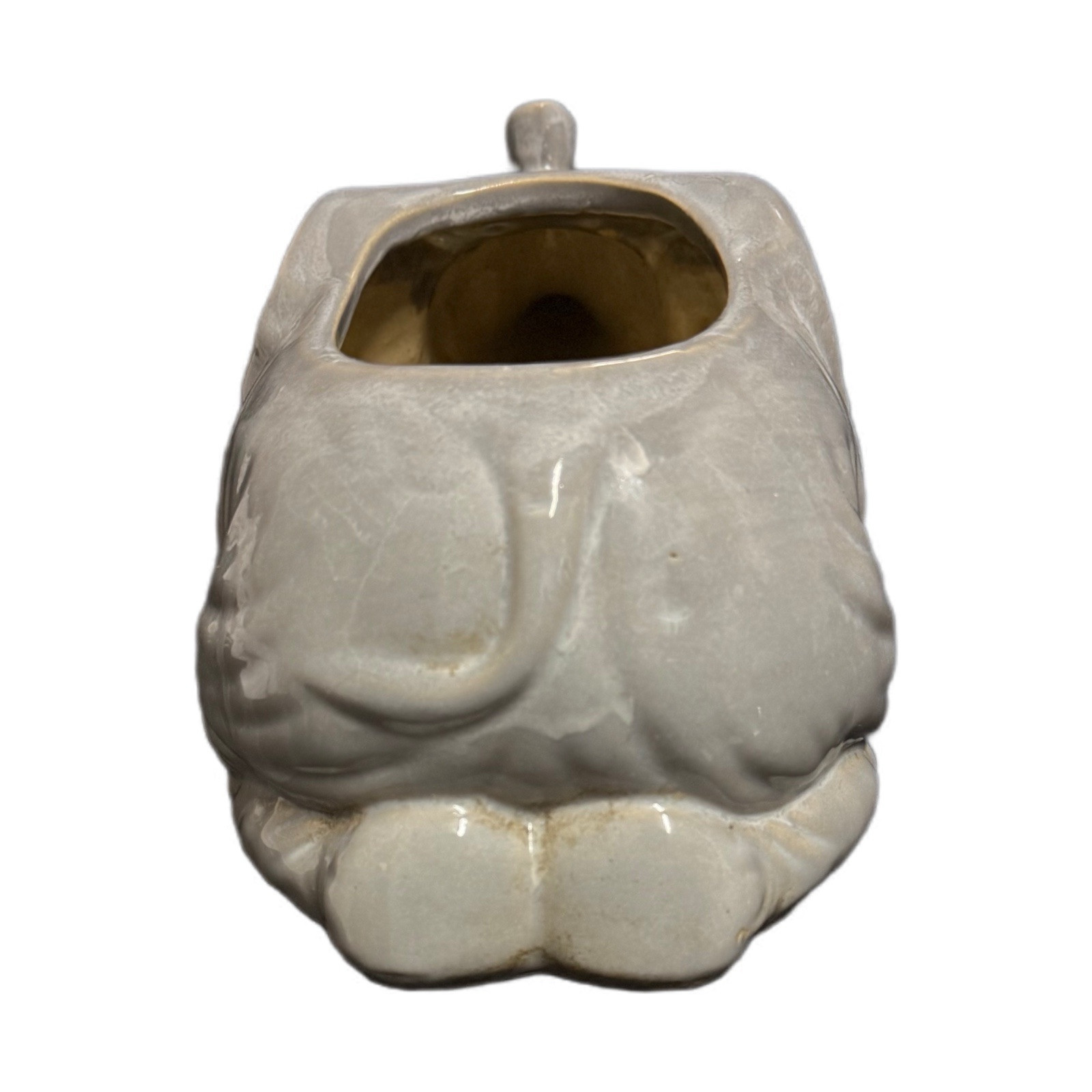 2-Elephant Planter Vase Trunk Up Gray Ceramic Garden Patio Flower Pot Gardening