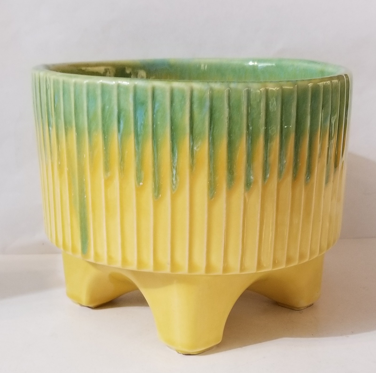 Vintage Cookson Pottery Mcm Footed Ribbed Planter 5x6"