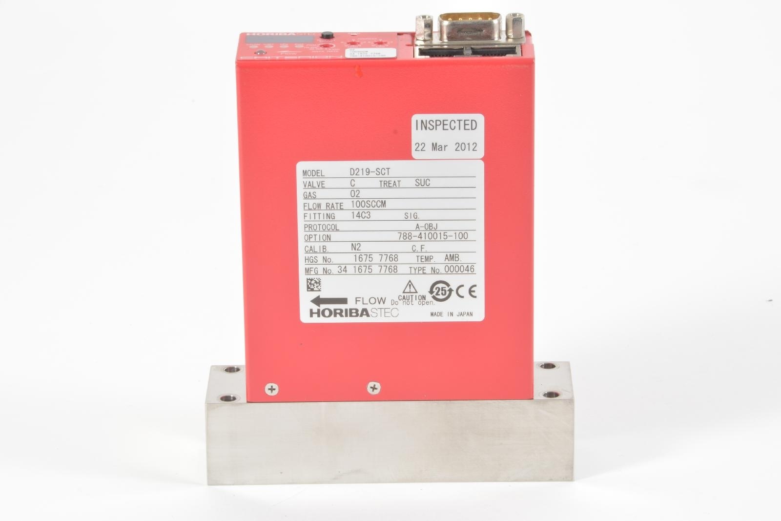 Horiba STEC Criterion D219-SCT O2 100sccm Mass Flow Controller