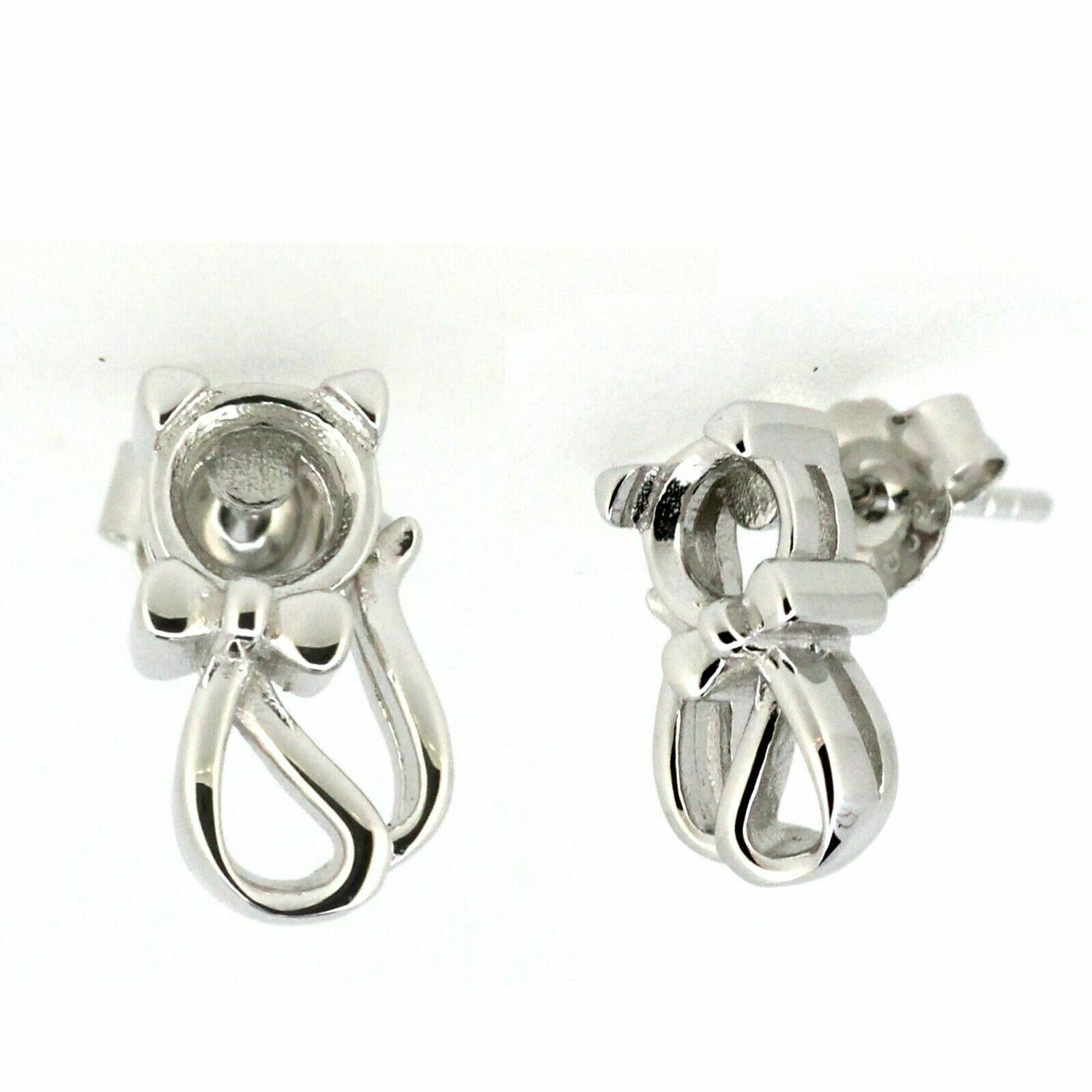 Sterling Silver Semi Mount Stud Earrings Setting Round Rd 5x5mm