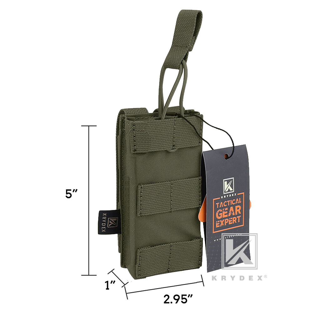 KRYDEX Single 5.56 .223 Mag Pouch Open Top Tactical Mag Carrier MOLLE Modular