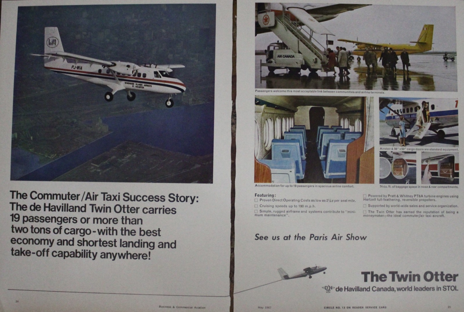 Twin Otter De Havilland Picture Magazine Ad Aircraft Vtg Original Wall Art