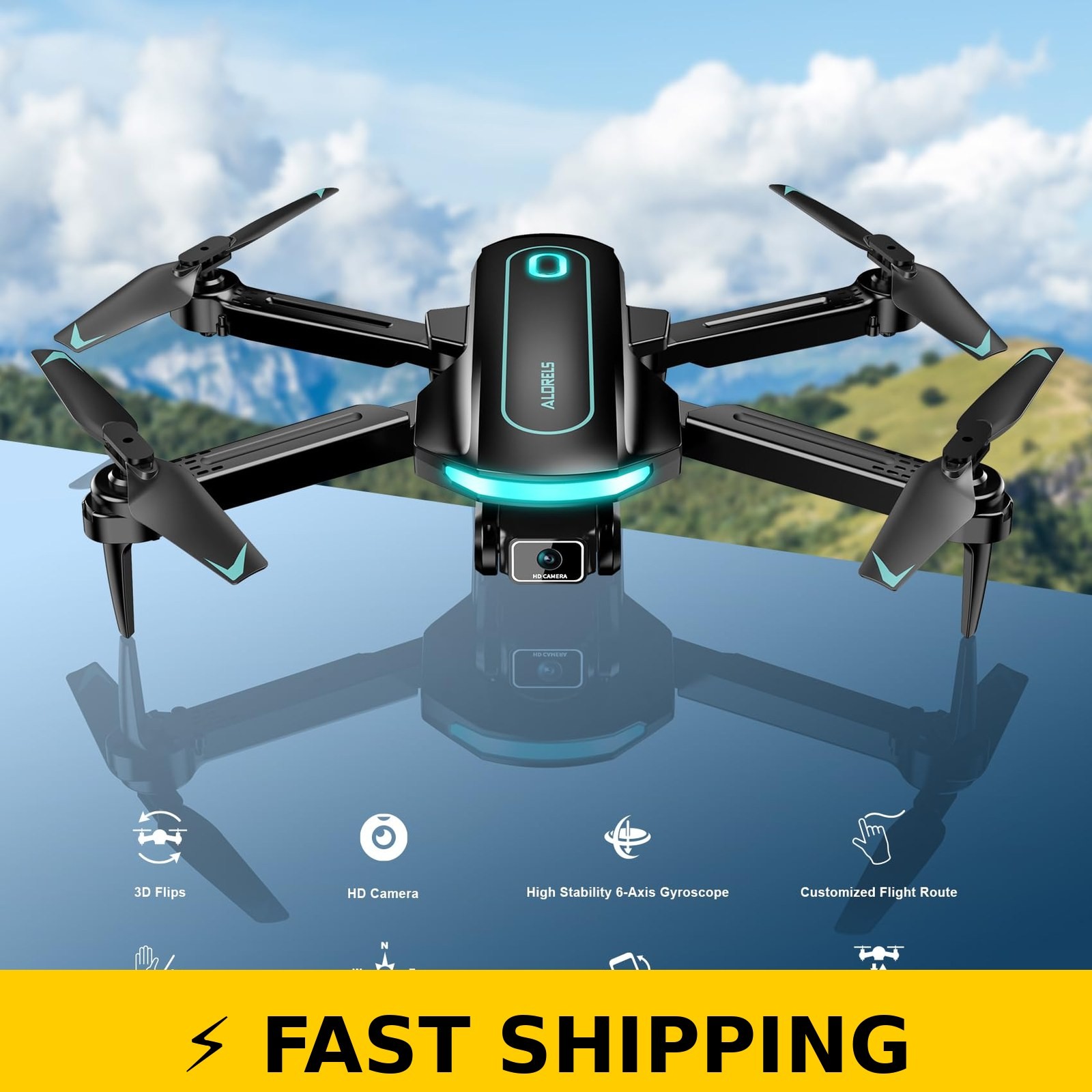 ALORELS 1080P Foldable Mini Drone with Camera, 2 Batteries
