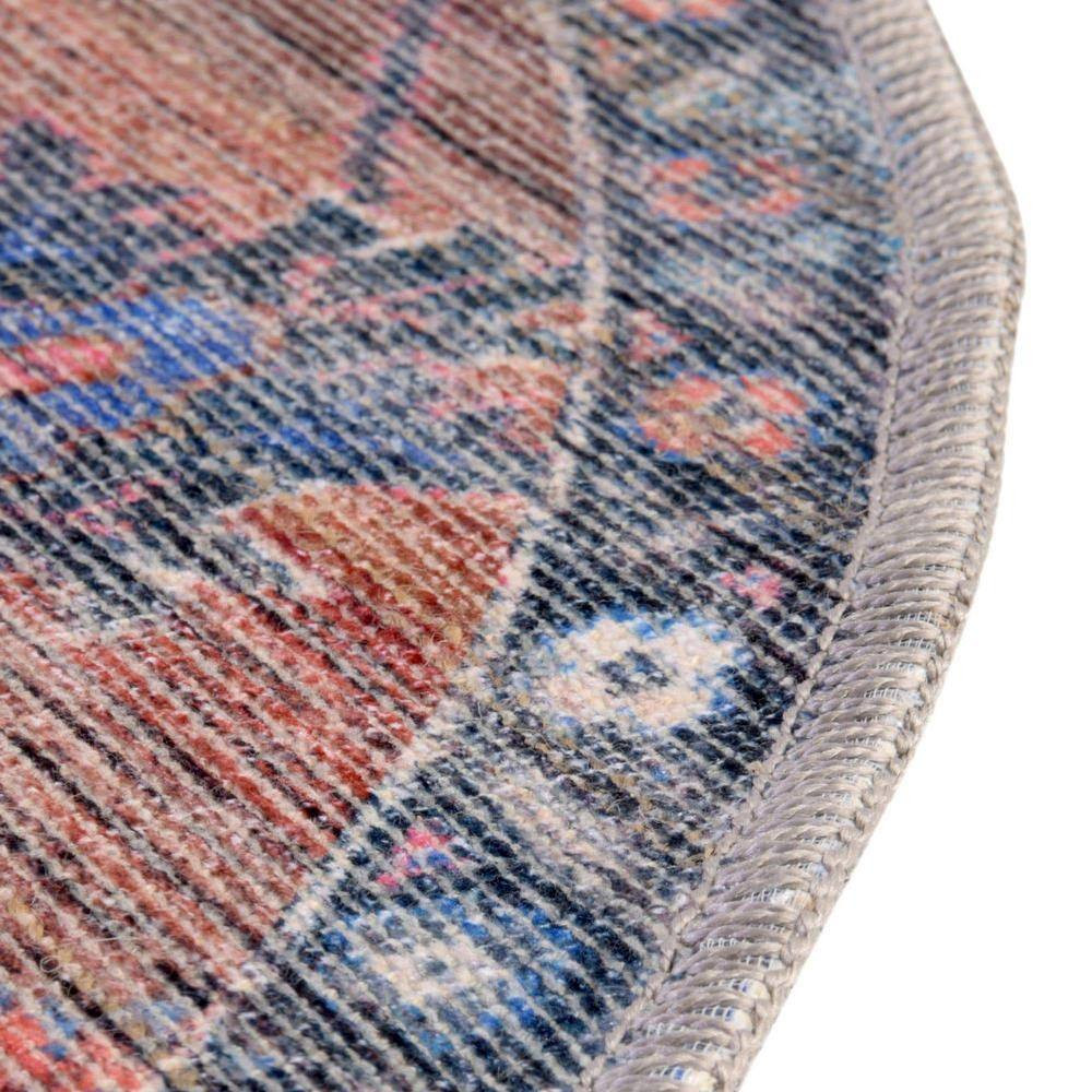 Nostalgia Gem Multi 4 Ft. round Machine Washable Area Rug