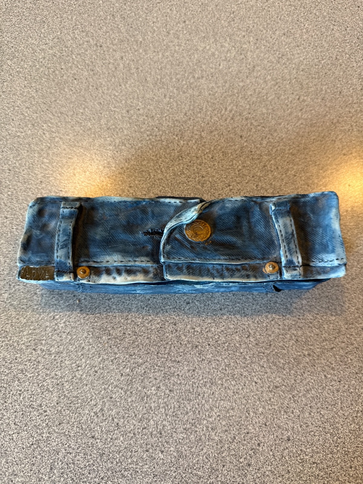 Ceramic box - Jeans design - Blue