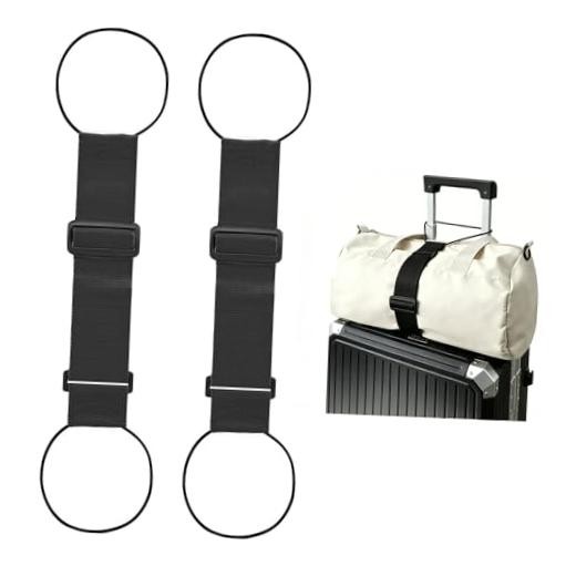 Multi Use Strong Adjustable Luggage Connector Straps for Suitcases,2 Pack Black