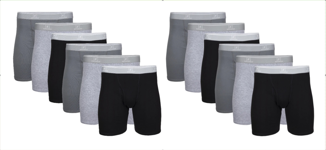 Lot of 12 George Men's Regular Leg Boxer Briefs 2-Pack of 6 Boxer Brief S Small