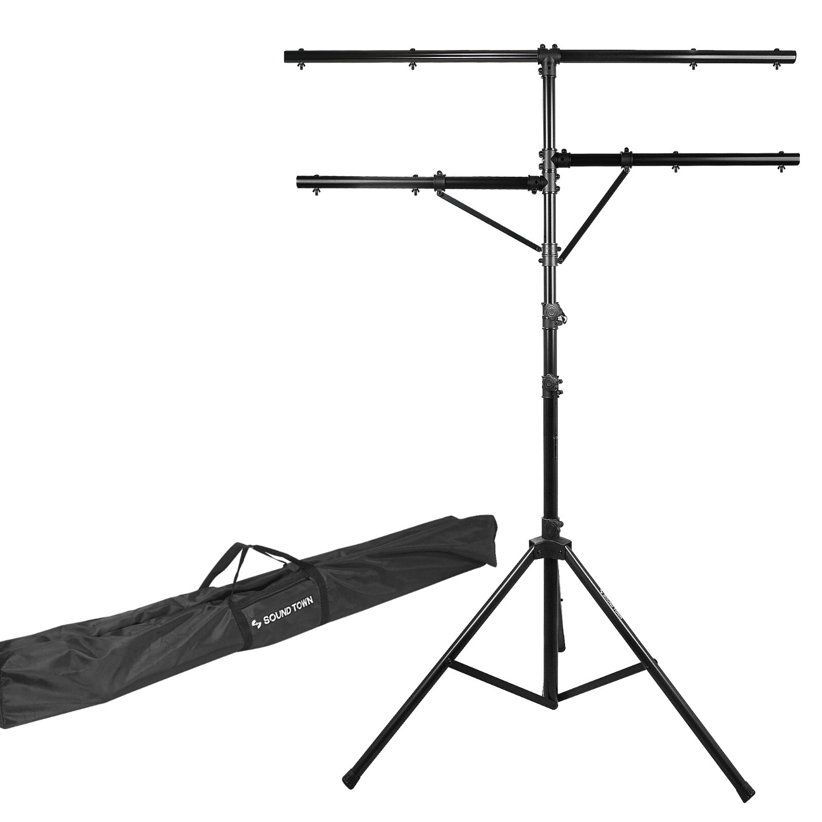Sound Town DJ Lighting Stand, Height Adjustable, Holds 6 Cans, 12 Ft. (STLS-M12)
