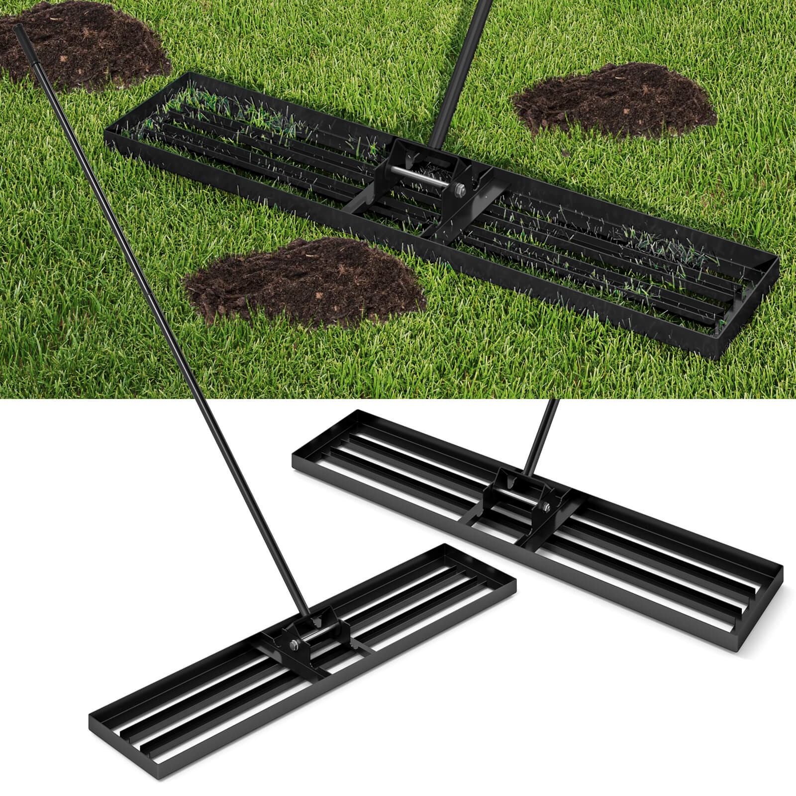 30" x 10" Heavy Duty Lawn Level Tool for Soil w/67" Handle Dirt Ground Leveler