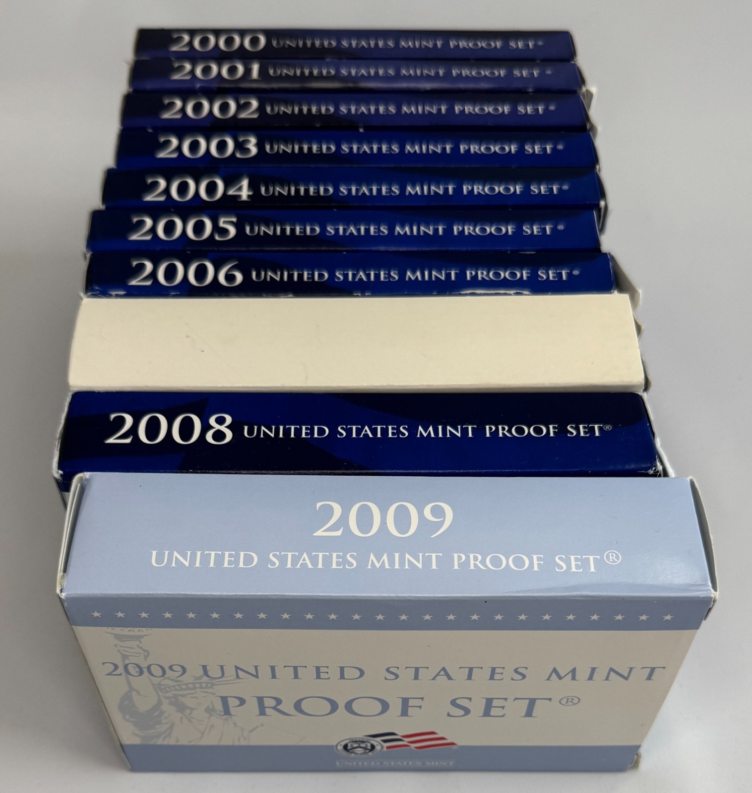 1999 to 2009 S 11 Years Annual US Mint PROOF Set Collection Coins COA + Box