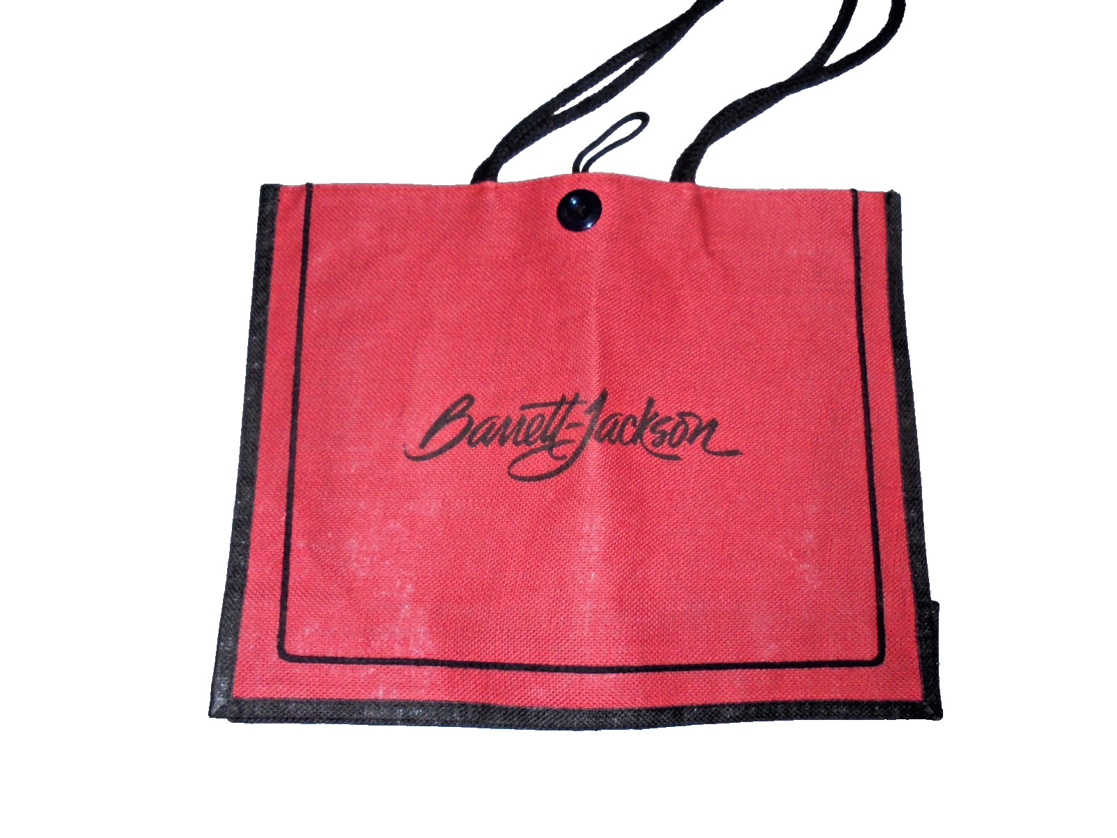 Barrett Jackson Car/Truck Auction Tote Bag Burlap Material Red/Black w Wristband
