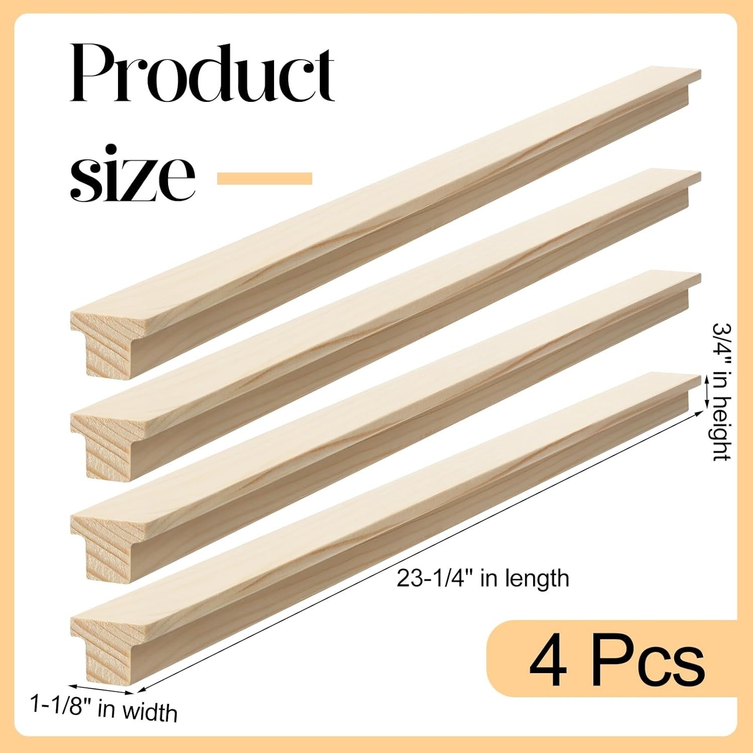 4 Pack Hardwood Center Mount Drawer Slides Wooden Drawer Track Classic T Shaped