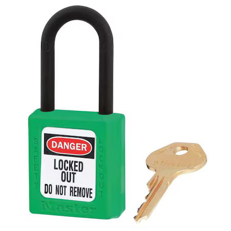 Master Lock 406Kas3grn Lockout Padlock, Keyed Alike, Thermoplastic, Green, 1