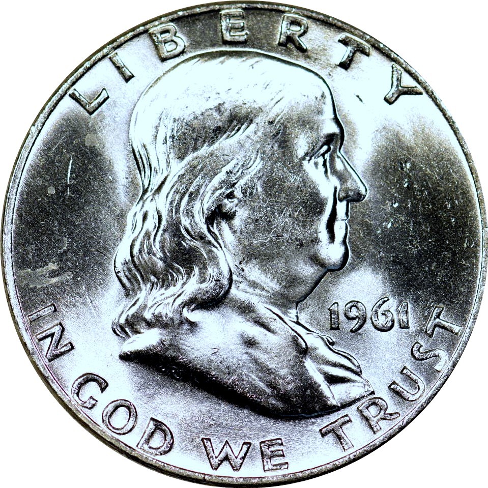 1961-D Unc FBL 50C Franklin Half Dollar Unc R19365