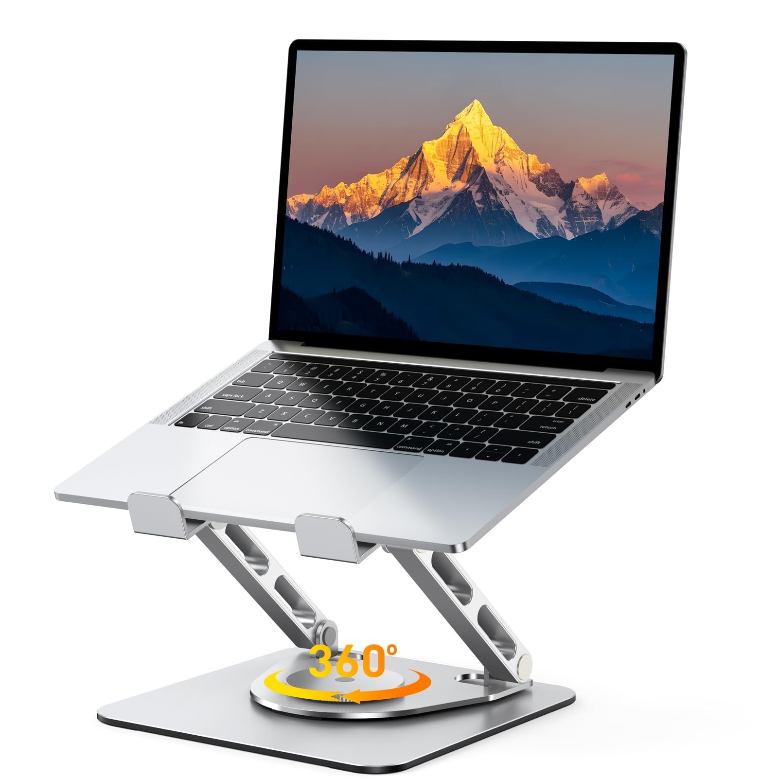 RIWUCT 360° Rotatable Laptop Stand for Desk Adjustable Height, Silver